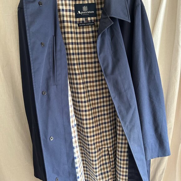 Aquascutum Navy Trench coat Size 48 - Picture 7 of 11